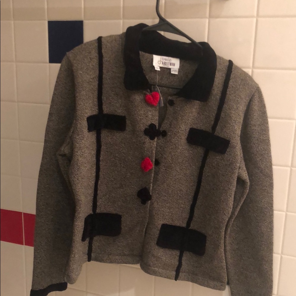 Women’s cardigan with card suit accents NWT